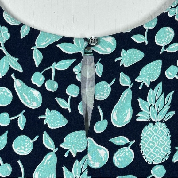 J. Jill Wearever Dress Women's XL Navy Fruit Print Jersey Knit Short Sleeve - Picture 6 of 6